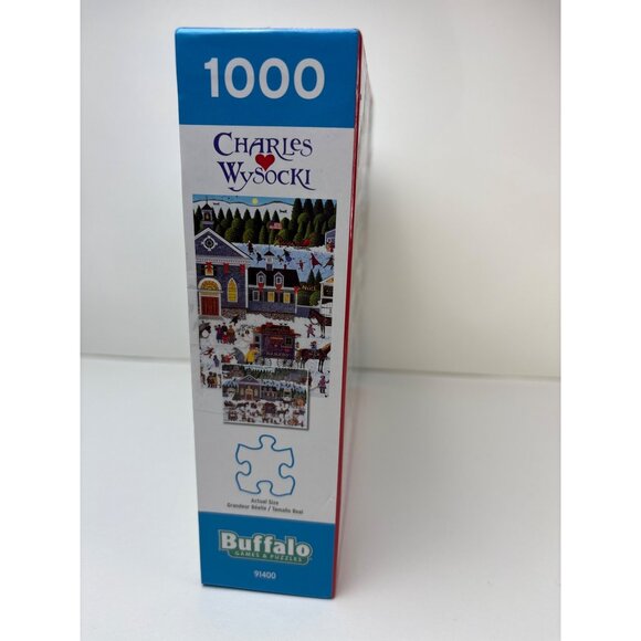 Charles Wysocki Churchyard Christmas 1000-Piece Puzzle Holiday Fun Buffalo Games - Picture 3 of 9